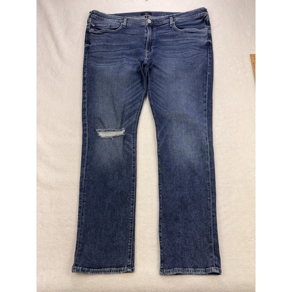True Religion Geno Jeans Men 40x32 Blue Relaxed Slim Distress Whiskered Denim